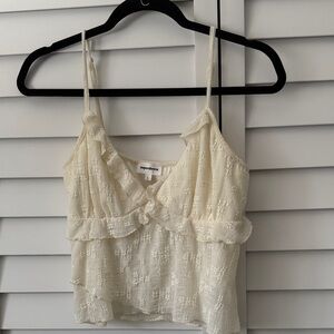 Superdown white/ivory floral Crop Top